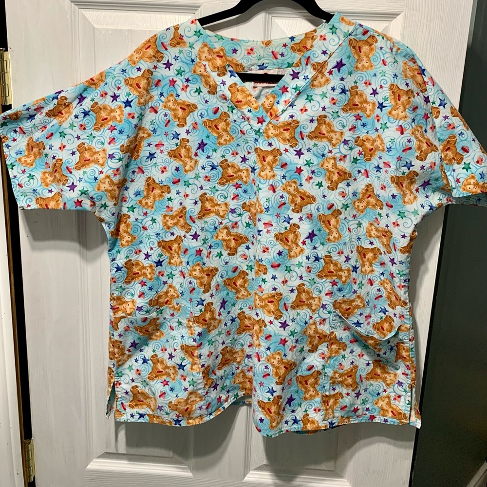 Teddy bear boo boo scrub top